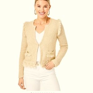 NWT Lilly Pulitzer gold threaded cardigan size medium